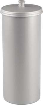 iDesign Freestanding Bathroom Toilet Paper Storage Holder with Lid for 3 Extra Rolls, Silver
