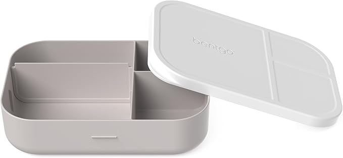 Bentgo® Modern Tray with Matte Lid - Reusable, BPA-Free, Meal Prep Containers for Adults with Removable Divider - 3 or 4 Compartments for Healthy Portioned Meals At Home & On the Go (White)