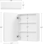 TEENFON Medicine Cabinet Mirror with 2 Adjustable Shelves, Bathroom Mirror with Storage, Recessed or Wall Mount Bathroom Cabinet, White