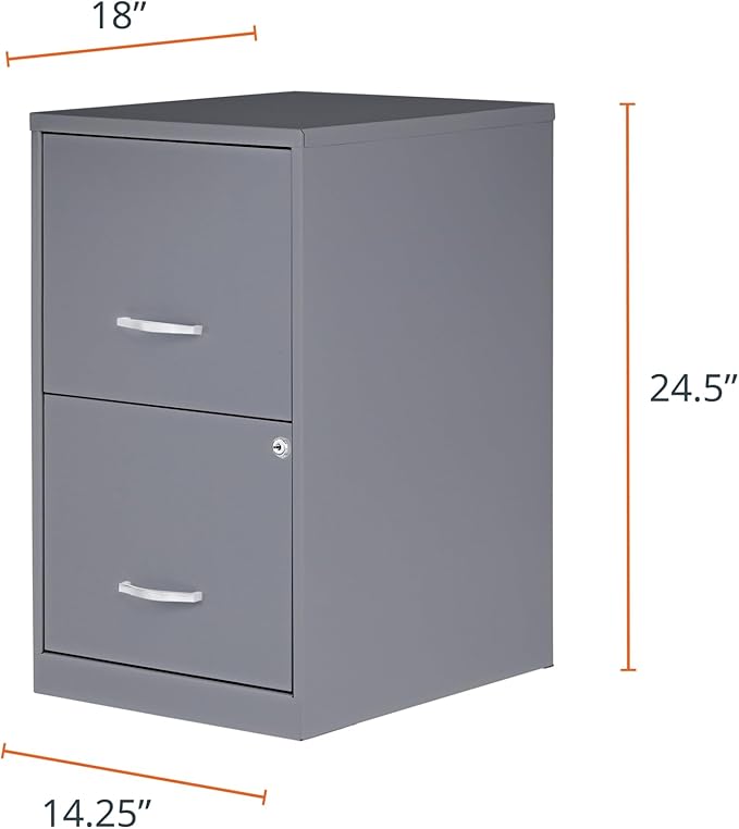 2 Drawer Locking Filing Cabinet | Pre-Assembled Steel Construction | Space-Saving Design is Perfect for Home and Small Office | Letter-Size | Assembled in North America
