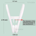 White Hanger Clips 50 Pack, Multi-Purpose Plastic Hangers Clips Perfect for Plastic Clothes Hangers, Clothes Pins Finger Clip for Skirt Pants Hangers