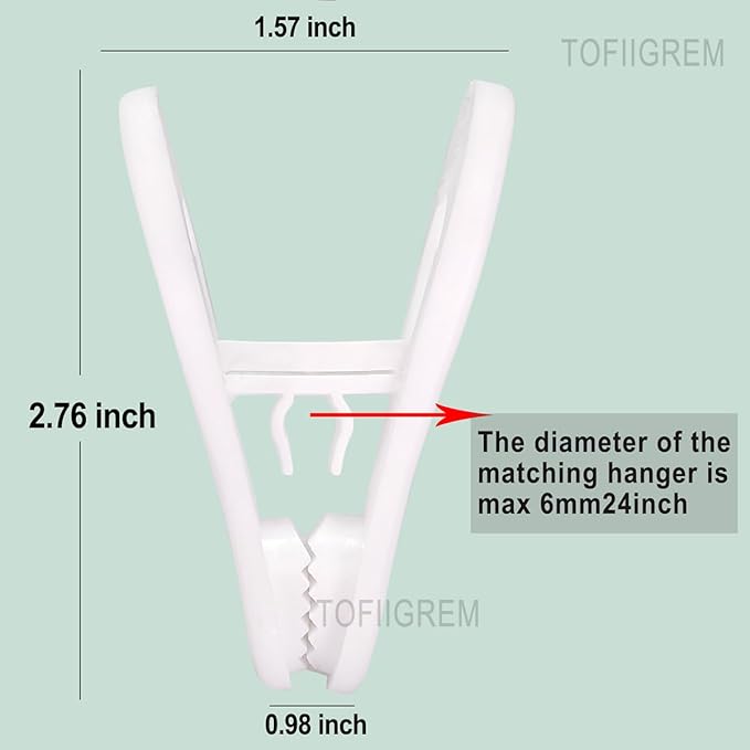 White Hanger Clips 50 Pack, Multi-Purpose Plastic Hangers Clips Perfect for Plastic Clothes Hangers, Clothes Pins Finger Clip for Skirt Pants Hangers