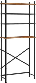 HOOBRO Over The Toilet Storage, 4-Tier Over Toilet Bathroom Organizer, Freestanding Above Toilet Shelf with Adjustable Feet, Space Saving, Easy to Assemble, Rustic Brown and Black BF64TS01