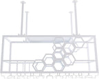 Ceiling Wine Glass Rack, Hanging Wine Rack with Glass Holder and Shelf, 2 Layer Industrial Iron Hanging Wine Bottle Holder, Metal Ceiling Shelf for Bar Cafe Kitchen, 39.4*11.8*15.8in (White)