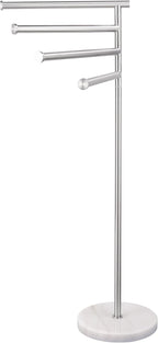 KES Free Standing Towel Racks for Bathroom, Towel Stand with Natural Marble Base, 40 Inch 4 Swivel Bars Floor Towel Rack Stand, Premium 18/8 Stainless Steel, Brushed Finish, BTH219S4-2