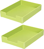 Letter-Size Tray, 2 PCS A4 Plastic Stackable Paper Tray, Desk Drawer Organizer for Office, School, Home Storage (2X Green)