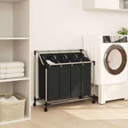 Laundry Sorter with 4 Bags Black Gray, Heavy Duty Steel Frame Rolling Hamper with Removable Full-Size Sorting Bags and Casters for Laundry Room Organization
