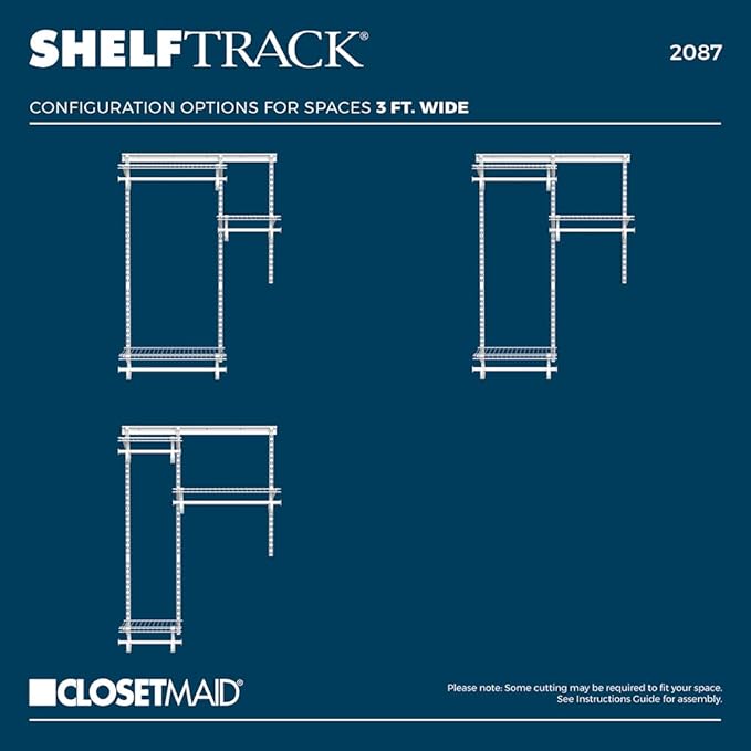 ClosetMaid ShelfTrack Wire Closet Organizer System, Adjustable from 2 to 4 Ft., With Shelves, Clothes Rods, Hardware, Durable Steel, White