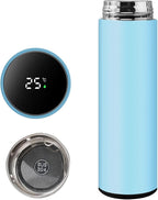 Smart Water Bottle Stainless Steel Vacuum Flask,Travel Mug with Smart LCD Touch Screen, Keep Hot Or Cold, Car Portable Travel Tea Coffee Vacuum Thermo Cup,Insulated Water Bottle (Light Blue)