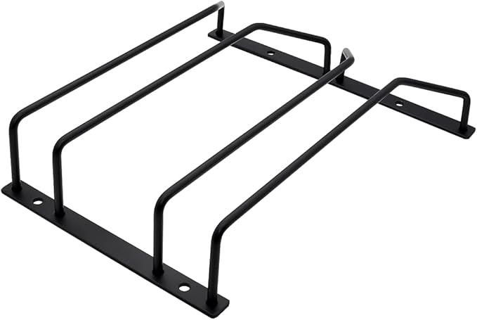 9.6-Inch Wine Glass Rack - Under Cabinet Stemware Wine Glass Holder Glasses Storage Hanger Metal Organizer for Bar Kitchen Black (2 Rows, 1 Pack)
