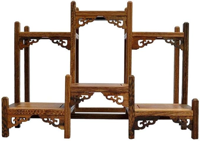 NWFashion Chinese Wooden Assemble Display Stand Symmetric Short Floor Curio Cabinets Shelf (1)