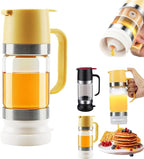 No-Drip Honey Dispenser, 2026 New Glass Honey Dispenser, No Drip Glass Honeys Dispensers with Stand, Maple Syrup Dispensers, Syrup and Jam, Honeys Container with Handle (Yellow)