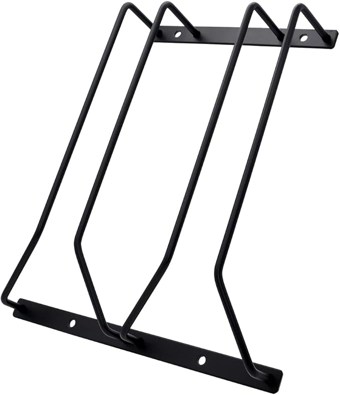 9.6-Inch Wine Glass Rack - Under Cabinet Stemware Wine Glass Holder Glasses Storage Hanger Metal Organizer for Bar Kitchen Black (2 Rows, 1 Pack)