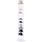 Tandefio 78" White Floor Standing Hat Rack Tower 12 Tier Hat Display Rack Cap Organizer Metal Hats Stand Hats Wigs Holder for Cap Retail Display Storage Vertically