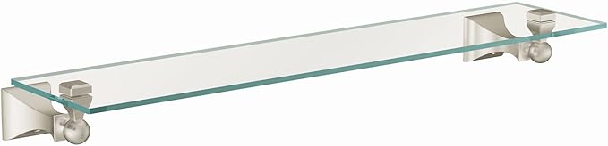 Moen DN8390BN Retreat 22-Inch Wide x 5-Inch Deep Decorative Glass Bathroom Vanity Shelf, Brushed Nickel