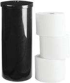 mDesign Plastic Floor Stand Toilet Paper Organizer with Cover, 3-Roll Space-Saving Tissue Storage for Bathroom - Fits Under Sink, Vanity, Shelf, in Cabinet, Corner - Aura Collection - Black