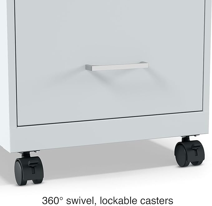 Staples 2-Drawer Vertical File Cabinet, Letter Size Documents, Lockable & Mobile, 18" D x 14" W x 26.3" H, Gray