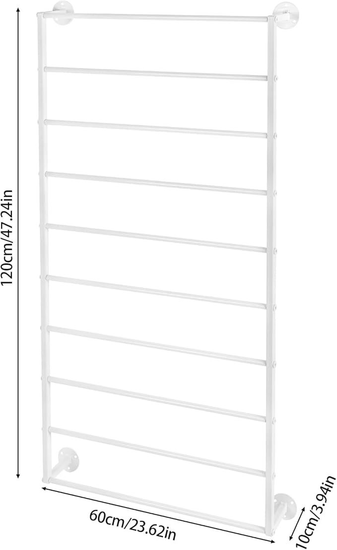 Wall Mounted Scarf Rack,Wall Display Rack,10 Layer Towels Storage Rack,Wall Wrapping Paper Ribbon Organizer,Silk Scarves Hijab Hanger for Flower Shop Retail Store (White)