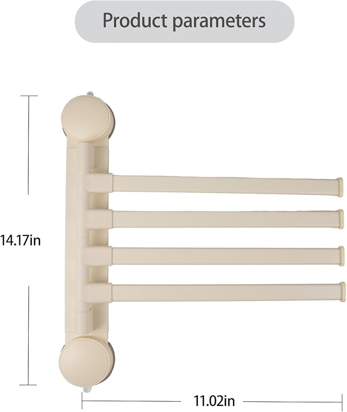 Towel Rack Suction Cup Clothes Drying Rack - Foldable Wall-Mounted Laundry Hanger for Bathroom, Balcony, Kitchen - Space-Saving, No Drilling, Sturdy（White