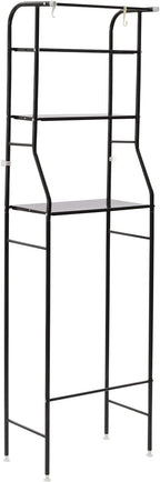 Over The Toilet Storage Rack 3 Tier, Bathroom Organizer Shelf with Hooks 38.5 lbs Capacity, Freestanding Cabinet for Towels Toiletries Metal Shelf, Black