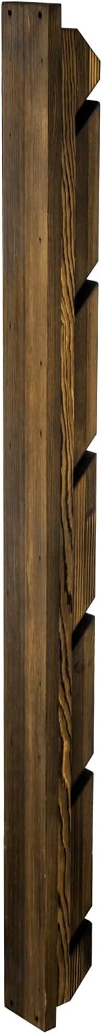 MyGift Modern Wall Mounted Rustic Burnt Solid Wood Skateboard Display Rack, Hanging Longboard Storage Organizer with Diagonal Cutout Slots, Holds 6 Boards