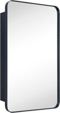 Matt Black Rectangle Recessed Bathroom Medicine Cabinet with Mirror Stainless Steel Metal Framed Rounded Rectangular Bathroom Cabinet with Mirror 20x30''