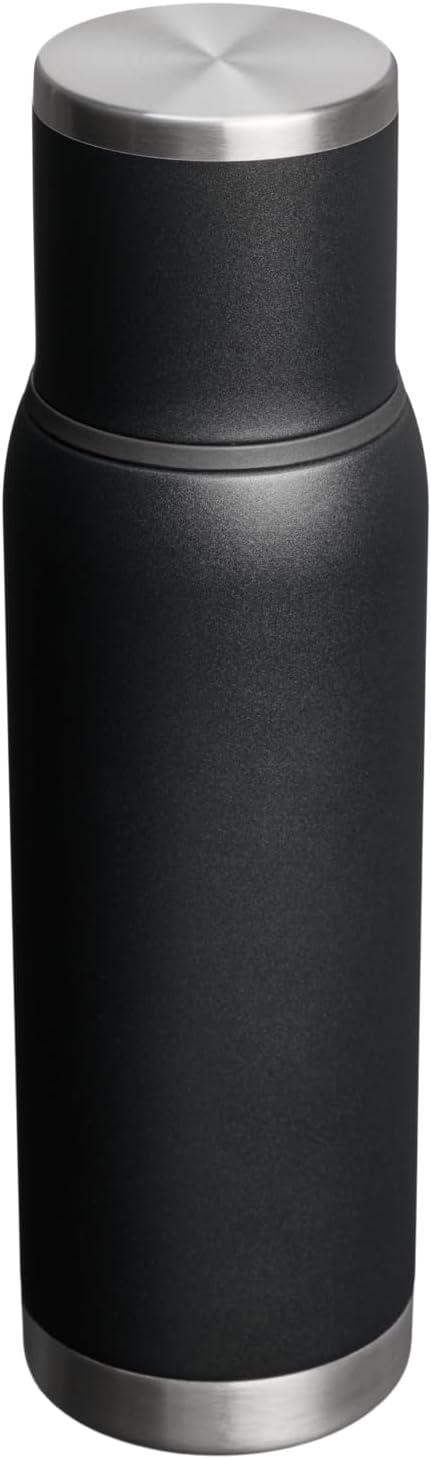 Stanley Adventure-To-Go Vacuum Bottle 1.1 qt | Wide Mouth with Leakproof Cup Lid | Keep Drinks Hot or Cold | Packable for Travel | Insulated Stainless Steel Thermal Bottle | BPA-Free | Black 2.0