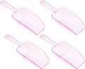 4Pcs Clear Plastic Ice Scoop for Freezer, Mini Candy Popcorn Scoops for Buffet Food Dry Goods, Flour Scoops for Canisters, 7.5 In (Pink)