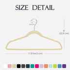 HOUSE DAY Beige Velvet Hangers 40 Pack, Non Slip Clothes Felt Hanger Heavy Duty for Coat, Premium Slim Space Saving Suit Hangers for Closet Organizer, 360° Rotating Silver Hook