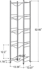 LIANTRAL 5-Tier Water Cooler Jug Rack, 5 Gallon Bottle Storage, Detachable Heavy Duty Holder for Home, Office (Silver)