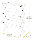 Whitmor Foldable Clothes Drying Rack: 3 Tier Laundry Drying Rack, Collapsible Drying Rack Clothing, Portable Space Saving Clothing Rack for Indoor Outdoor, 14.50" L x 29.625" W x 41.75" H, White