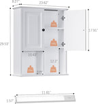 HAIOOU Bathroom Wall Cabinet with Motion Sensor LED Light, Wooden Medicine Cabinet Wall Mounted Cupboard, Over Toilet Storage Cabinet with Buffering Hinges and Adjustable Shelf - Modern White