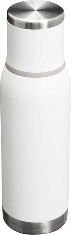 Stanley Adventure-To-Go Vacuum Bottle 25 oz | Wide Mouth with Leakproof Cup Lid | Keep Drinks Hot or Cold | Packable for Travel | Insulated Stainless Steel Thermal Bottle | BPA-Free | Frost White