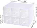 Desktop Drawers, Desk Organizer with 6 Drawers, Stackable Plastic Storage Box for Home Collection, Cosmetics, Jewelry, Office Supplies (2 Tall Layers, White)