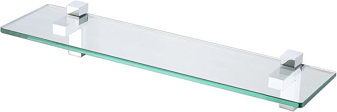 KES Bathroom Shelf Tempered Glass Shelf, 20 Inch Rectangular Glass 8mm-Thick Extended, Wall Mount Polished Chrome, BGS3201
