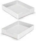Letter-Size Tray Desk Letter Tray Paper Tray, Sturdy Heavy-Duty Plastic Printer Paper Tray, Single-Tier Stackable File Storage Organizer for Office Home (White ×2)