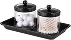 Vintage Farmhouse Decor Metal Vanity Tray, Countertop Guest Hand Towel Storage Organizer Tray Dispenser, Sturdy Holder for Perfume, Cosmetics, Jewelry, Makeup Bathroom Organizer (1 Pack, Black)