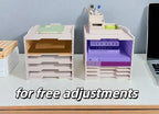 A4 Wooden Desk Letter Tray, Paper Organizer Storage with Adjustable Shelves, Stackable File Sorter for Notes, Pens, File Paper and Desk(Portrait-8tray(with 7 Adjustable Shelves))