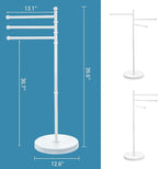 MyGift 40 Inch Bathroom Towel Rack Holder, Free Standing Bath Towel Rack with 3 Swivel Bars, Spa Pool Hot Tub Valet Accessories Stand for Drying Towels, Matte White Metal