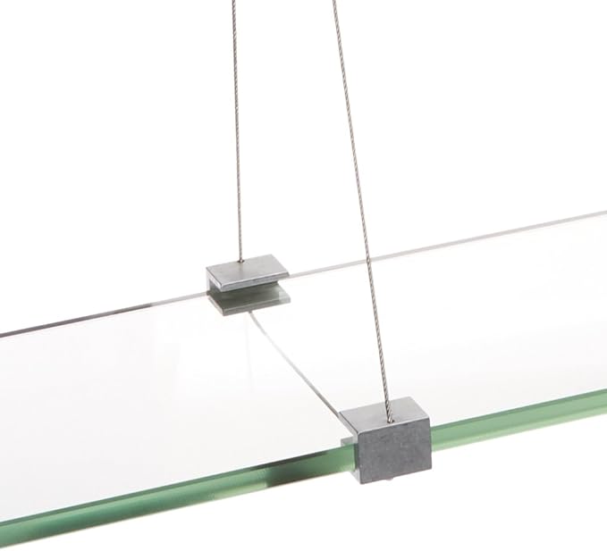 Spancraft Glass CR-8x48-Brushed Steel Crane Glass Shelf, Brushed Steel, 8" x 48"