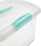 Sterilite Medium Nesting ShowOffs, Stackable Small Storage Bin with Latching Lid and Handle, Plastic Container to Organize Home, Clear, 18-Pack