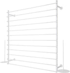 Heavy Duty Iron Ribbon Organizer Rack Wall Mounted, 12-Rod Modern Metal Craft Organizer for Ribbons, Wrapping Paper, Vinyl Rolls, Space Saving Storage Rack for Florist, Home (White)