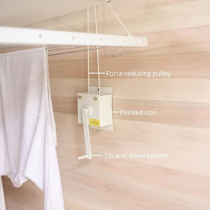 Ceiling Mounted Pulley Drying Rack – Compact Aluminum Clothesline with Mesh Shelf – Ideal for Small Laundry Rooms or Balcony´s (39.5" x 23.6")