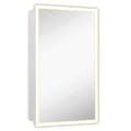 Hamilton Hills Bathroom Mirror with Storage - Wall Mounted Medicine Cabinet with 4 Glass Shelves and LED Backlighting - Modern Rectangular Organizer for Bathroom Décor 16 x 26 Inch - White