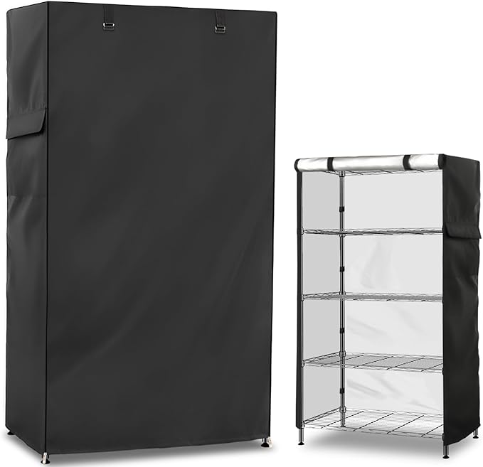 Wire Shelf Cover,600D Heavy Duty 100% Waterproof Shelf Covers for Wire Shelving,Outdoor Storage Shelves Cover for Metal Rack,48" W x 24" D x 72" H,Black