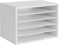 LAPTAIN Desktop File Sorter with 4 Adjustable Shelves for Home and Office, Paper Letter Tray Organizer Wall Mount, White