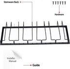 Wine Glass Rack - Under Cabinet Stemware Wine Glass Holder Glasses Storage Hanger 1 Pack Metal Organizer for Bar Kitchen 5 Rows Black