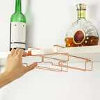 LINFIDITE 2 Pack Under Cabinet Wine Glass Rack Rose Gold Wine Glass Holder Stemware Rack Hanger Kitchen Hanging Storage Rack Organizer (For Partition Thickness under 0.98")
