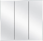 Design House Cyprus 25-in. Wide Medicine Cabinet, 3 Frameless Mirrored Doors, 2 Interior Shelves, Pre-Assembled, Surface or Recess Mounted, White/Clear, 25.1 in. W x 4.4 in. D x 24.5 in. H, 597484