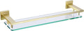 LANC Gold Bathroom Shelf Glass Shelves 20-Inch Floating Tempered Glass Shelf Rectangular Modern Stainless Steel Wall Mounted Cologne Shelves for Men Shower Bathroom Kitchen Organizers，A7613BG